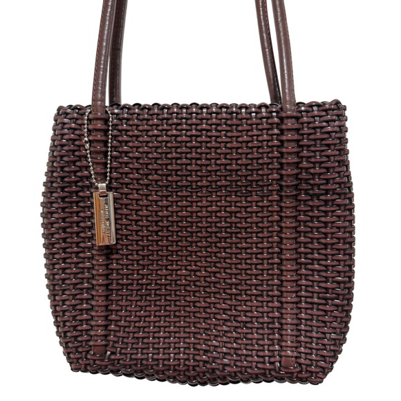 Nine West Handbags - Nine West Vintage Chocolate Brown Basket Woven Shoulder Handbag Bag Zip Top